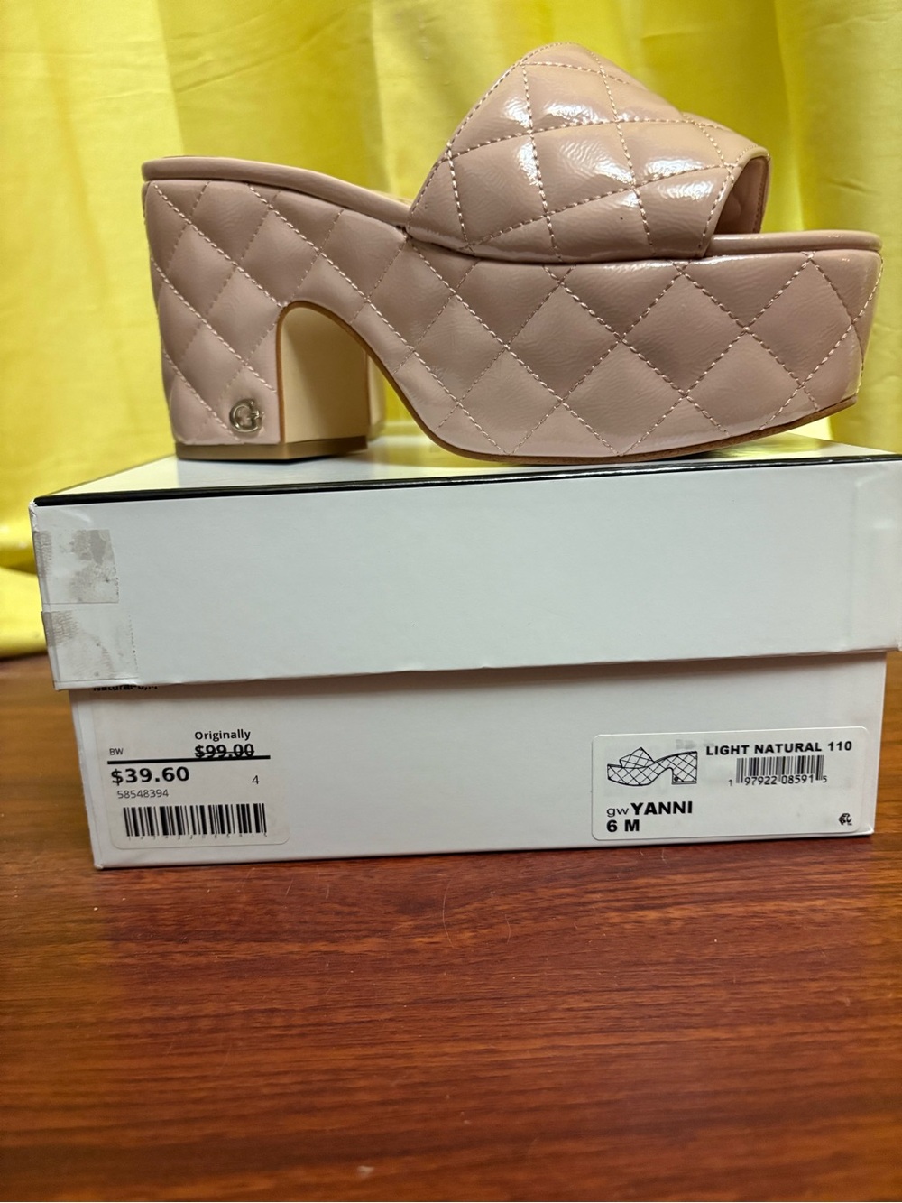 GUESS Quilted Platform Slide — Light Pink